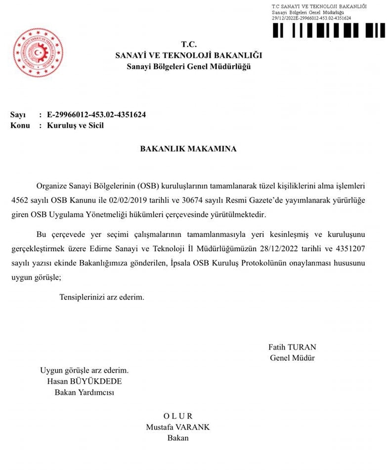 OSB'miz Hayırlı Olsun.