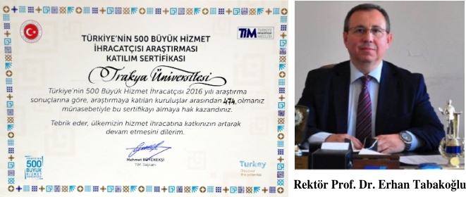 TÜ '500 Büyük Hizmet İhracatçısı' listesinde