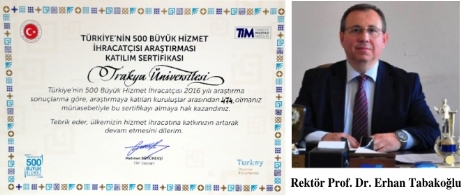 TÜ '500 Büyük Hizmet İhracatçısı' listesinde